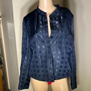 Armani Collezioni Navy Checkered Blazer